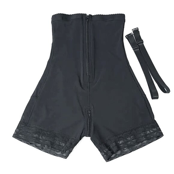 Mid-Thigh Post-Surgical Compression Body Shaper Detachable Straps Zipper Crotch - Picture 6 of 8